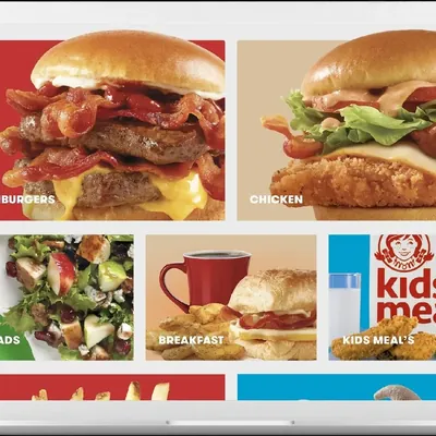 Wendy's website menu on a laptop