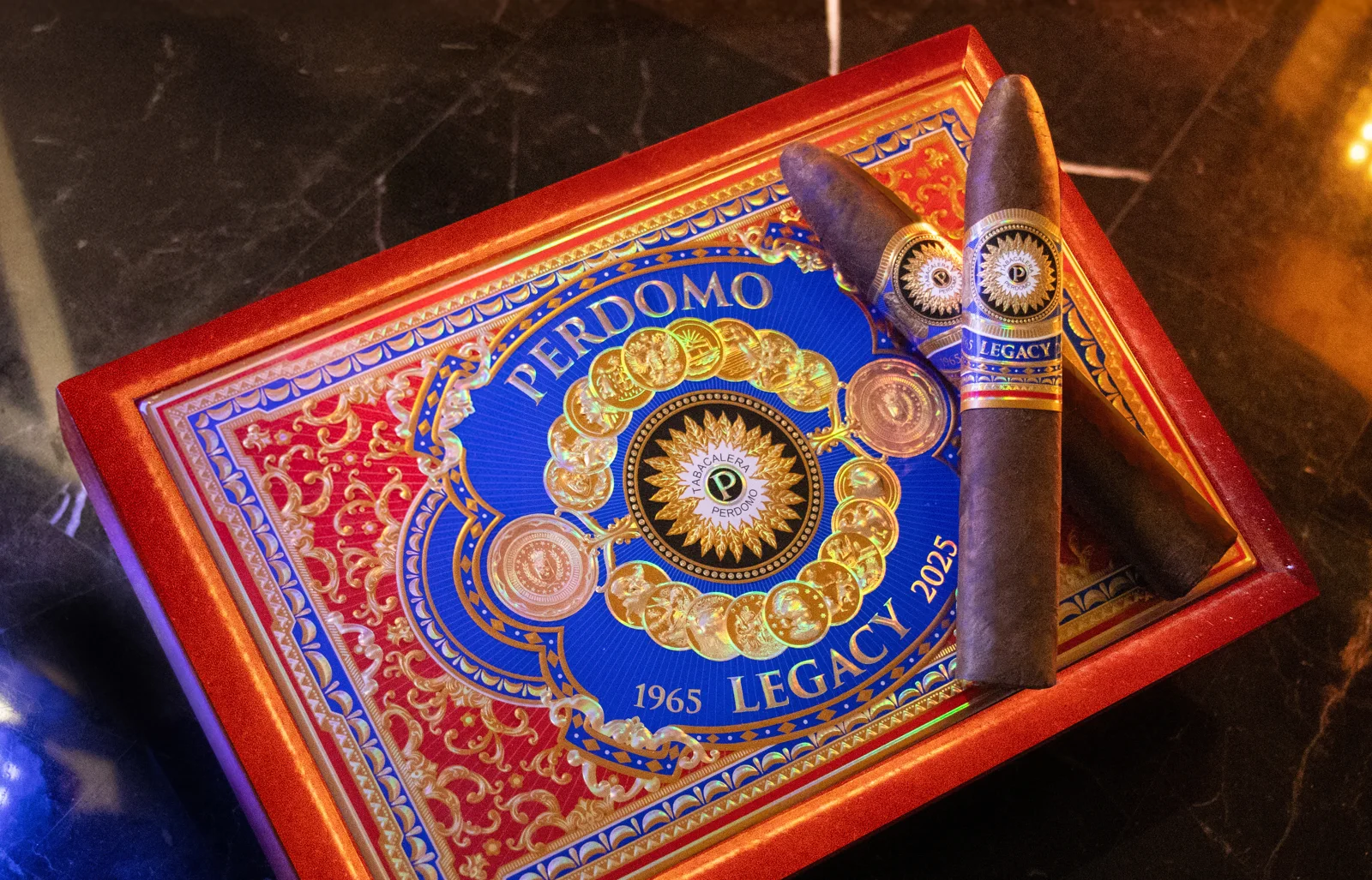 Perdomo Legacy packaging on screen during a session